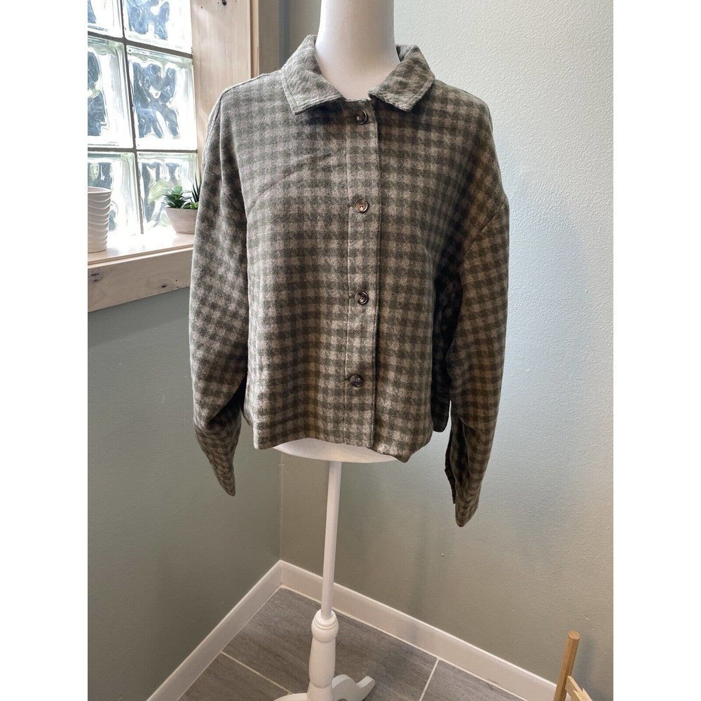 Oat New York Houndstooth Oversized Cropped Wool Blend Shacket/ Jacket NWT XL